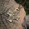 Vintage Bronze Food Cross Pendant Necklace Men Women Fashion Religious Jewelry Gift