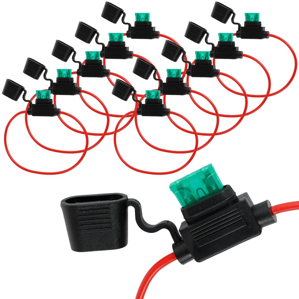 24/10PCS Car Fuse Holder Waterproof 14awg Small Blade Type Inline Fuse Holders for In-Line Ato/Atc Blade Fuses