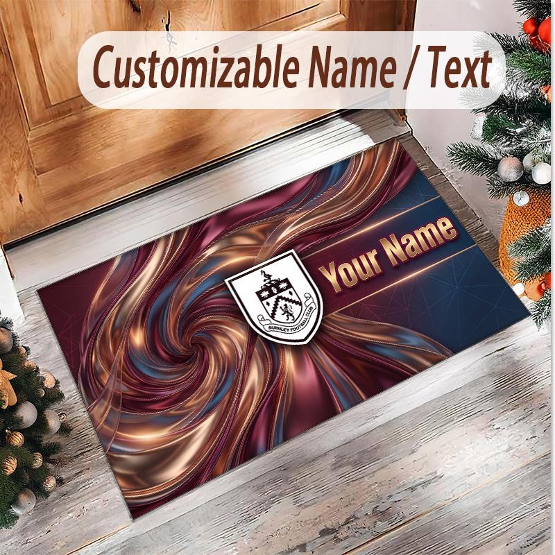 Personalized Crystal Velvet Carpet Burnley Football Pattern Non Slip Floor Rug