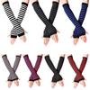 2020Fashion Women Girls Striped Elbow Gloves Warmer Knitted Long Fingerless Gloves