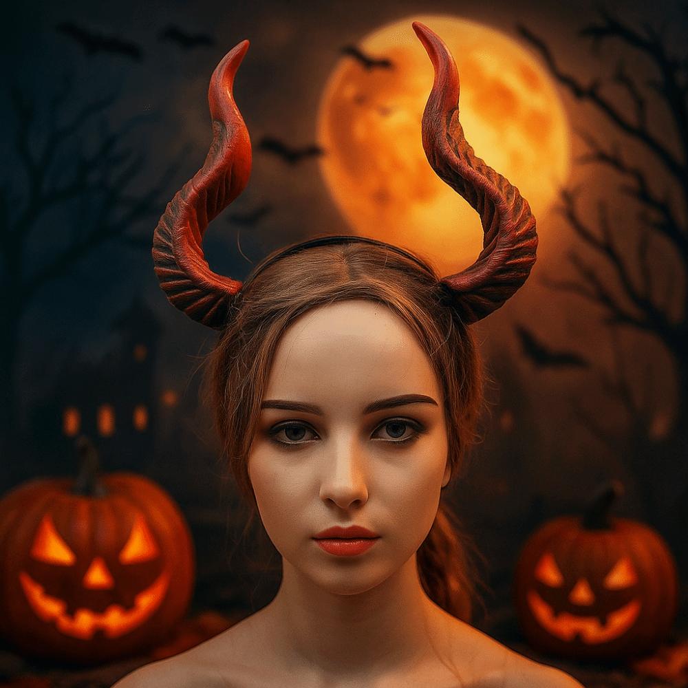 PU Halloween Horns Headband Ox Horn Halloween Hair Hoop Funny Cosplay Hairband  Men