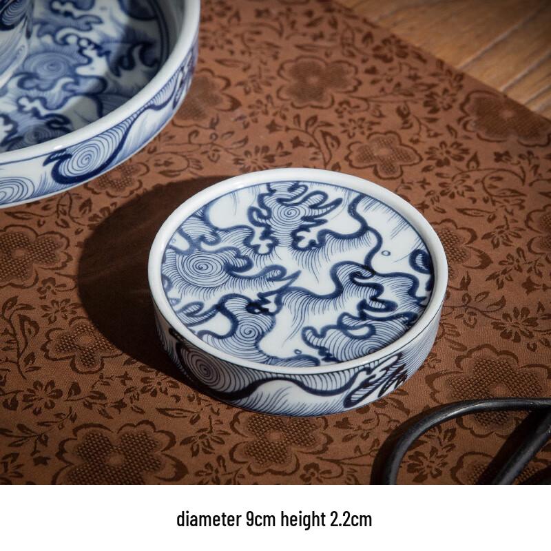 Retro Blue and White Sanskrit Sancai Gaiwan Tea Set