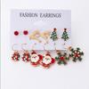 Christmas Snowflake & Bell Earrings Set - Cartoon Drip, Elk & Santa Designs