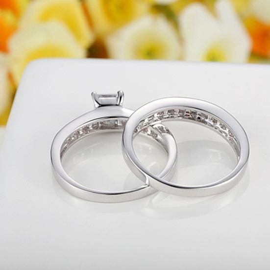 1 пара колец для пары, геометрический декор из стразов, символ любви и единства, юбилейное кольцо, медь, для предложения