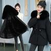 Winter Cotton-padded Clothes Women's Medium and Long Pie Overcomes Hairy Inner Fur Collar Hooded Down Cotton-padded Clothes Women's