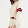 Women's European & American Loose Knit V-Neck Sweater - Solid & Striped, Casual Autumn/Winter Pullover