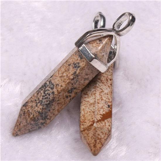 Hexagonal Agate Bullet Quartz Crystal Pendant Necklace