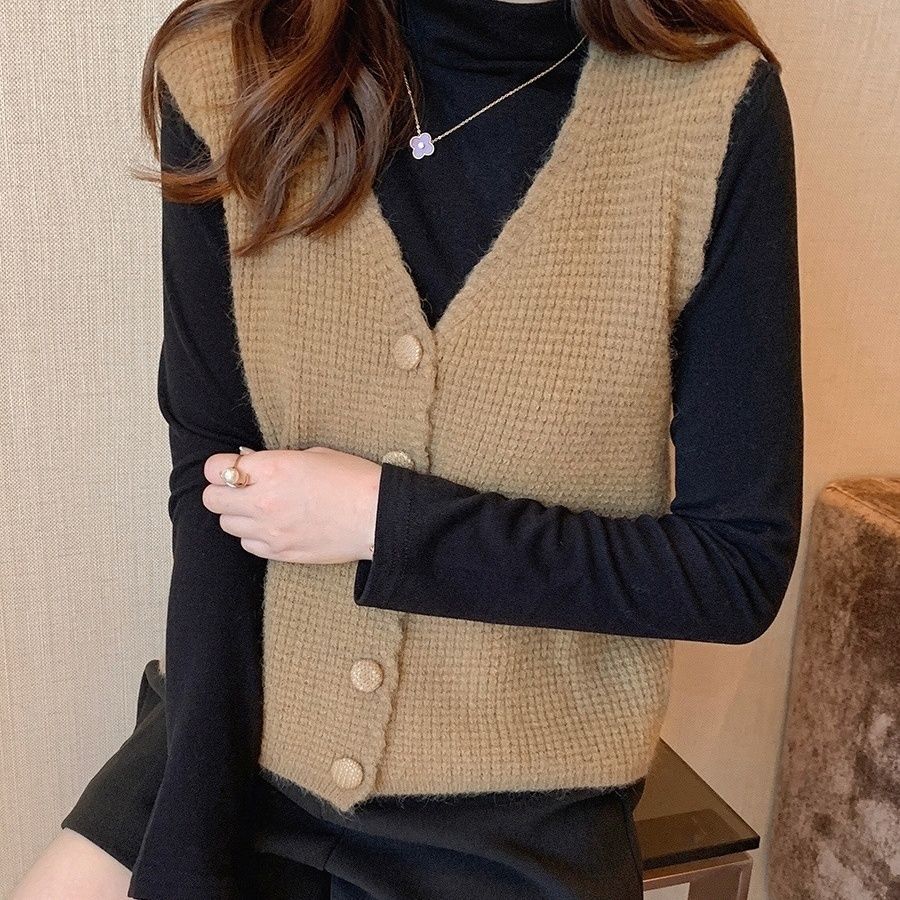 Women's Autumn and Winter Vest Ladies' Woolen Small Vest Layering Sweater Outer Wear Knitted Vest for Women Winter Outer Wear