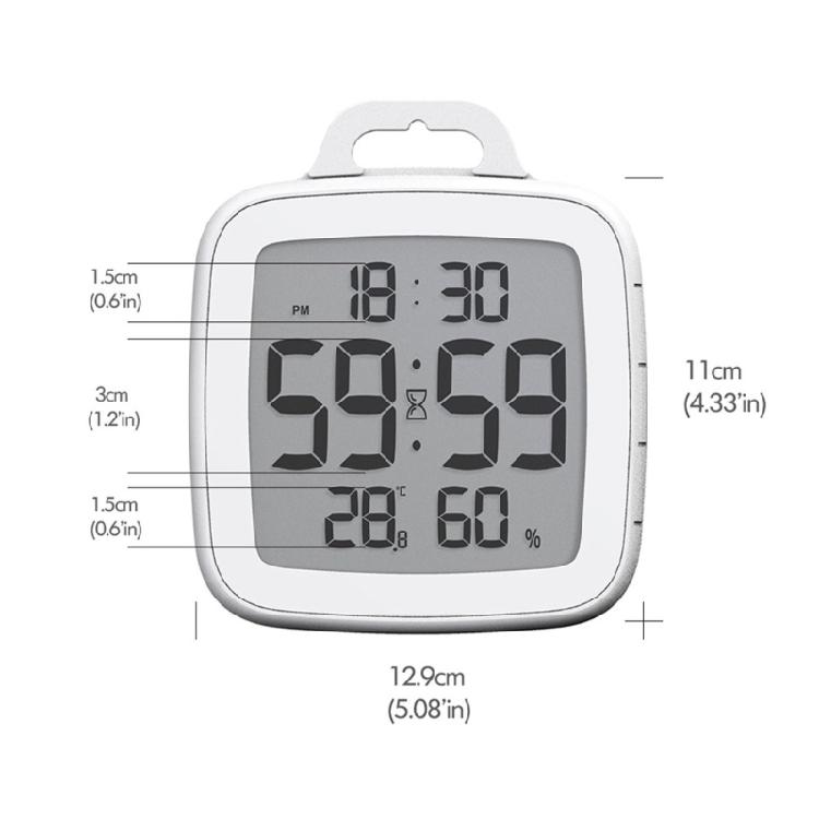 Bath Time Countdown Clock with Temperature Sensing and Humidity Indicator, for Cooking Studying Efficient Task Execution