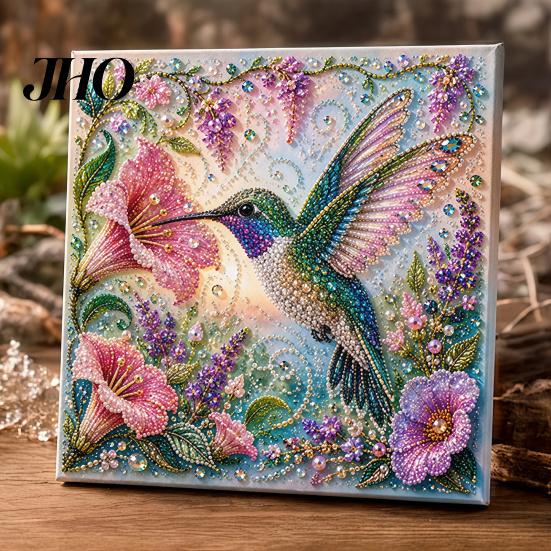Hummingbird Faux Pearl Art Kit Butterfly Diamond Kit, Flower Peacock Home Wall Decoration Crafts 3D Sparkling Bead Painting Craft for Adults,