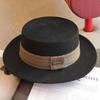 French Fashionable Mixed Color Webbing Flat Top Top Top Hat Spring and Summer British Style Niche Retro Beach Sun Hat Women