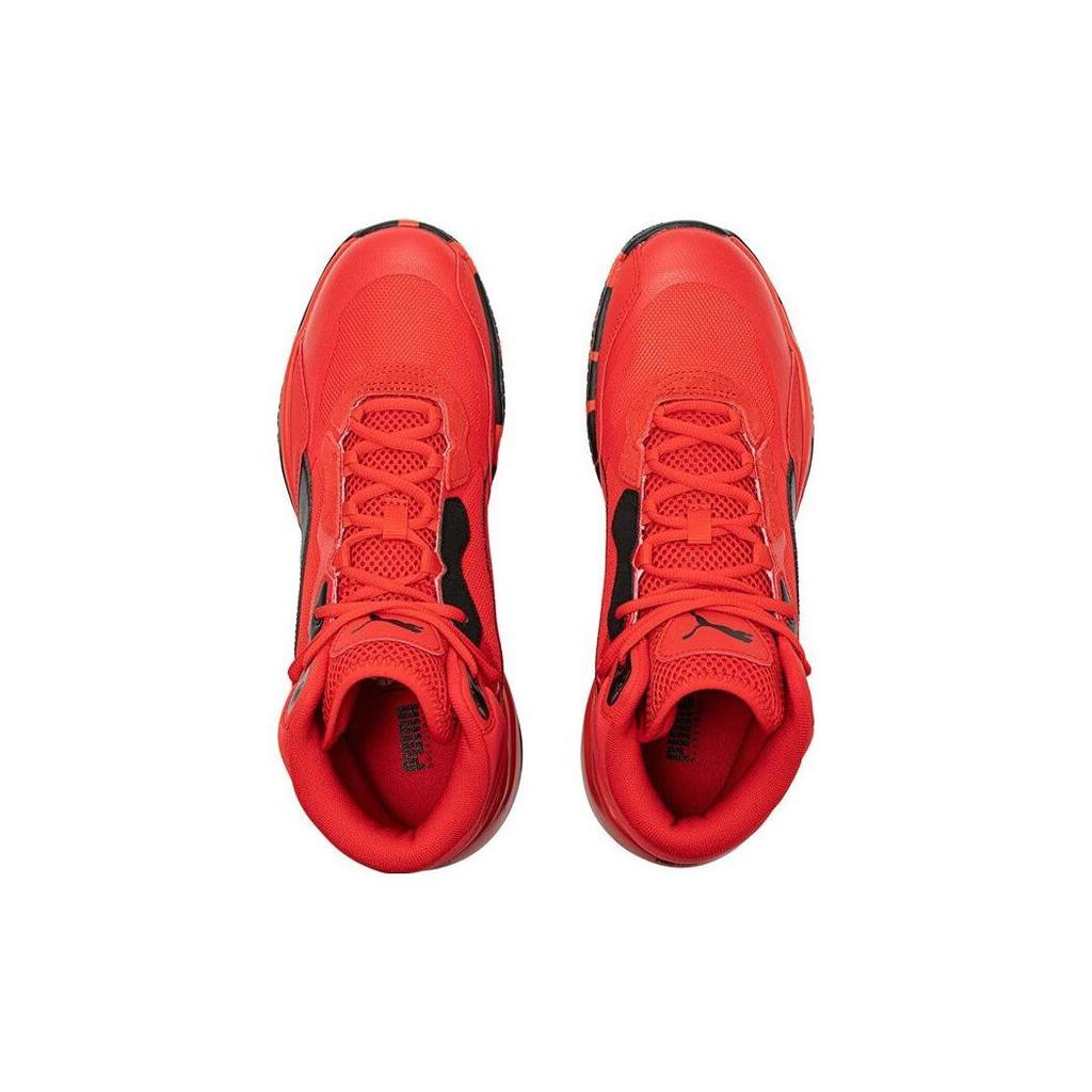 Puma Playmaker Pro Mid Модные Универсальные Нескользящие Износостойкие Дышащие Высокие Баскетбольные Кроссовки Мужские кроссовки Красный Черный 377902-05