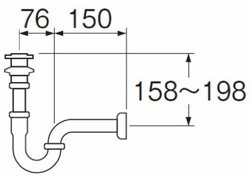 SANEI Drainage Parts, P-Trap with Aflation, Wall Drain Type, Pipe Diameter 32mm, H71-32