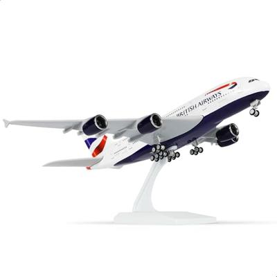 QIYUMOKE Модель самолета A380 British Airways в масштабе 1/240 (Длина 30 см) - Модель самолета Airbus A380 из смолы с подставкой, Авиационный подарок и Декор для витрины