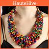 Creative Colored Wooden Bead Woven Necklace Neck Accessories For Stylish Occasions
