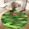 Пиксельные блоки травы, Узор местности Minecraft, Коврик для стула, Круглый ковер, Офисный ковер, Машинная стирка, Нескользящий, Подходит для гостиных, спален