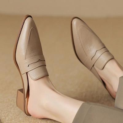 Модные женские тапочки и женские сандалии мюли с острым носком шлепанцы дешевая ликвидация натуральная кожа по акции новая модная обувь