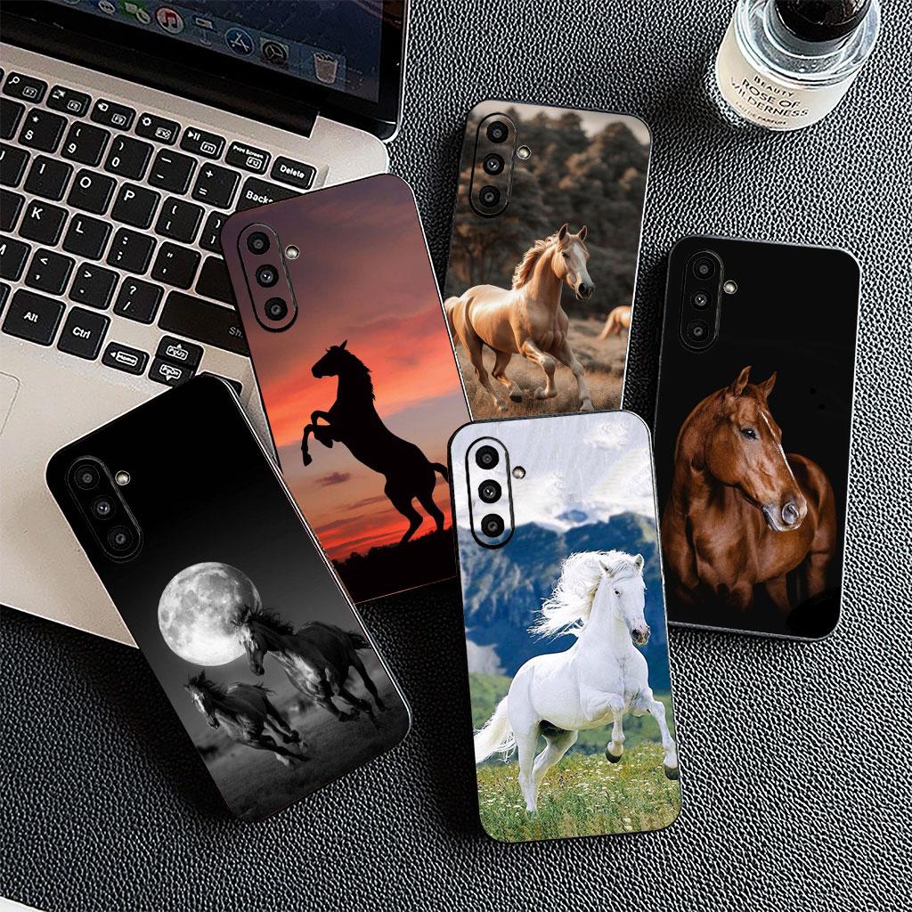 Чехол для телефона для Samsung Galaxy S25 S24 S23 FE Ultra Plus S7 Edge S25+ S23+ A56 5G Корпус Мягкий чехол Обои с бегущей дикой лошадью