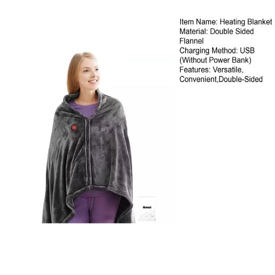 USB Одеяло с подогревом 3 режима нагрева Двустороннее фланелевое термоодеяло Портативный электрический плед