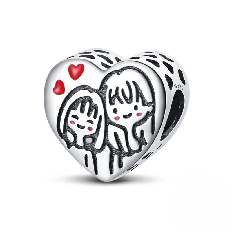 copper Heart Shaped Warm Family Love Mother Pendant Baby Feet Pacifier Charm Bead Charms Bead Charms Compatible With Bracelets Jewellery Gift