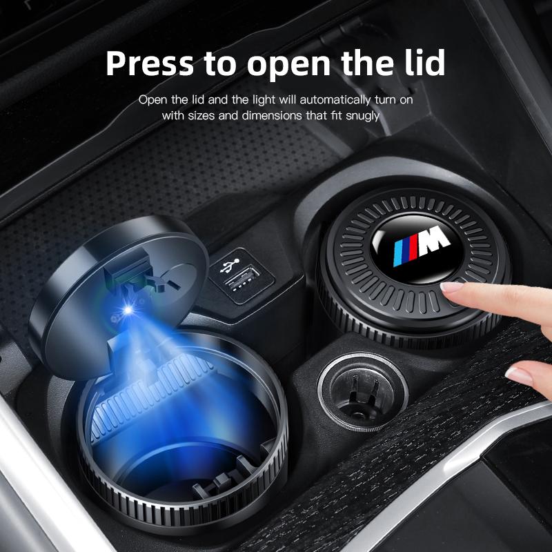 Car Stickers Car LED Ashtray Atmosphere Light Ashtray For BMW F30 E90 F20 E46 E60 E70 Car Flame Retardant Cigarette Holder Cup NI2