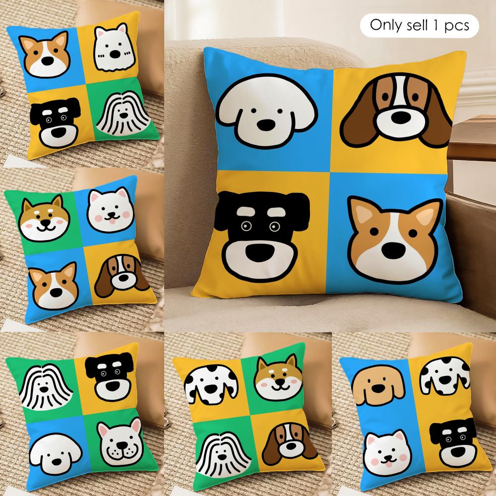 Cartoon Simple Cute Dog Cushion Cover Short plush Doublesided Print Square Throw Pillow Covers Sofa Home Cushion Decor