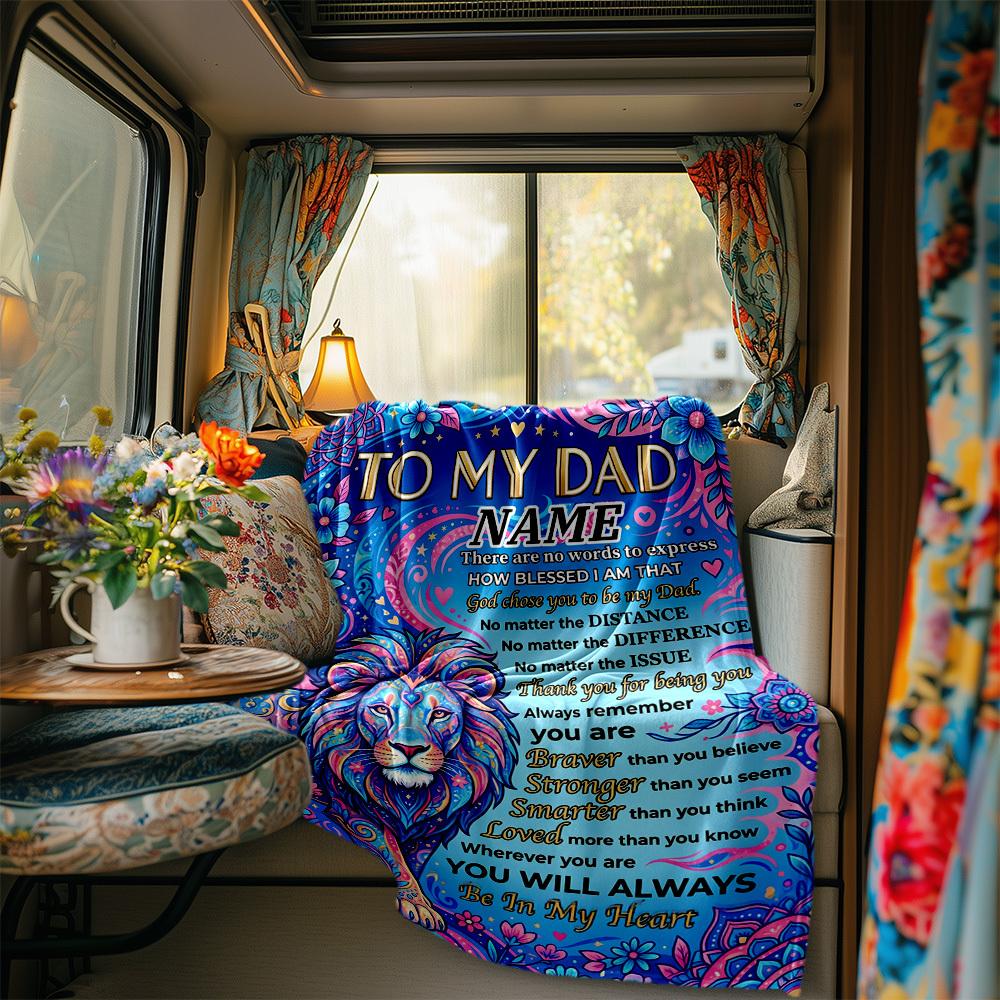 Father'S Day Family Love And Gratitude Message Blanket Personalized Name Soft Comfortable Stylish Blanket Car Blanket Perfect For Travel Camping