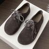 Модные высококачественные туфли-балетки из искусственной замши для женщин, ретро, с круглым носком, на шнуровке, дизайнерская обувь с прошивкой, удобные, нескользящие, 42+ размер, лоферы