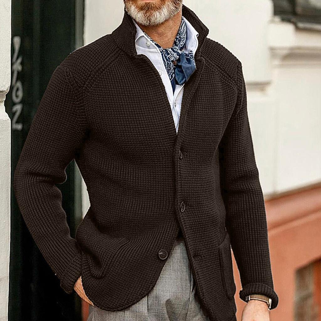 И Зимняя мужская мода свободный кардиган теплая куртка с капюшоном с лацканами свитер