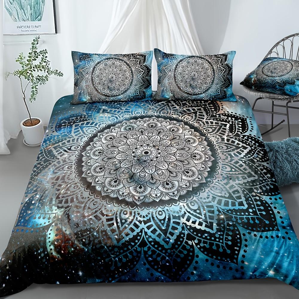 3Pcs Mandala Bedding Galaxy Ramadan Decoration Guest Room Duvet Cover Set (1Pc* Duvet Cover + 2Pcs Pillowcase, No Pillow Core)