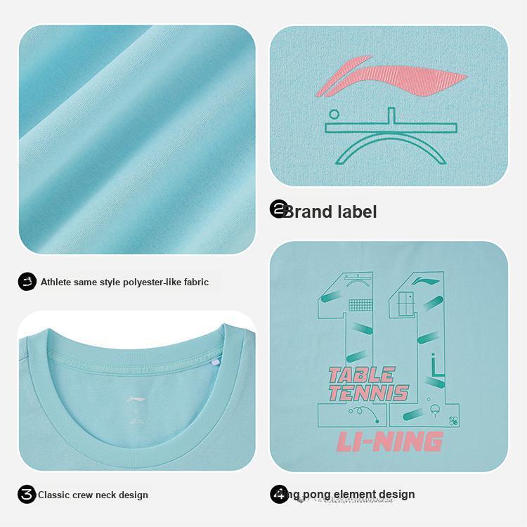 Li Ning Серия Элит по Настольному Теннису Сборная Команды Быстросохнущая Дышащая Легкая Круглый Вырез Короткий Рукав Футболка Унисекс Топы AHSW063-4