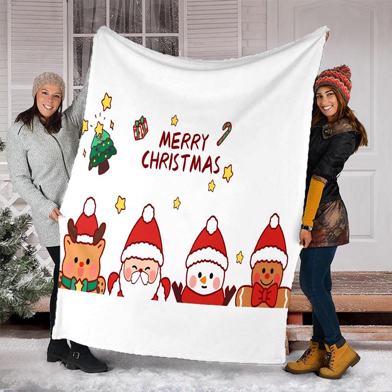 Merry Christmas Festive Greetings Blanket Soft And Comfortable Blanket Digital Printing Machine Washable Bedroom