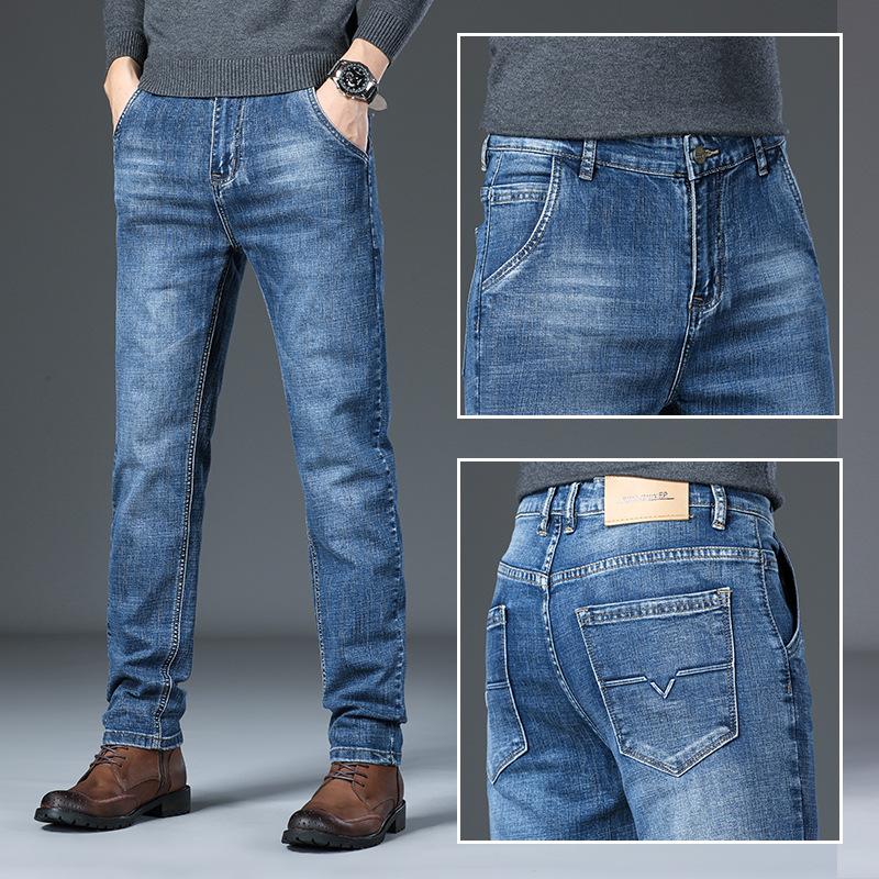 Осенние и зимние джинсы мужские эластичные узкие прямые Tide Brand Hundred мужские брюки тонкие новые мужские брюки