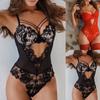 Ladies Strap Crochet Cutout Teddy  Lingerie  Embroidery Gauze Bandage Underwear
