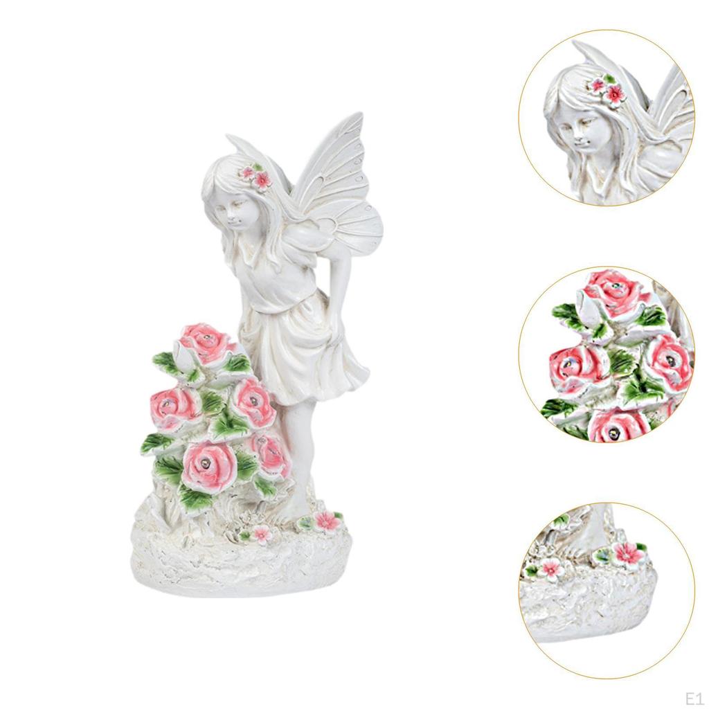 Solar Angel Statue Resin Sculpture Fairy Waterproof Outdoor Decor Garden