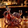Marine Life Collectible Bottle Octopus-Shaped Glass Decanter, 3D Artistic Borosilicate for Whiskey Wine Soda, Sculpted 350ml Decorative Liquid Bottle,