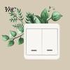 Wall Ornament Mural Ornamental Removable Colorful Green Paper Plant Switch Sticker for Restaurant Decal