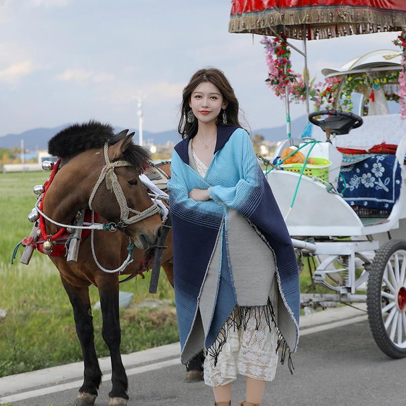 Дышащая, теплая и универсальная домашняя, осенне-зимняя женская шаль для путешествий, толстый плащ, одеяло с кондиционером