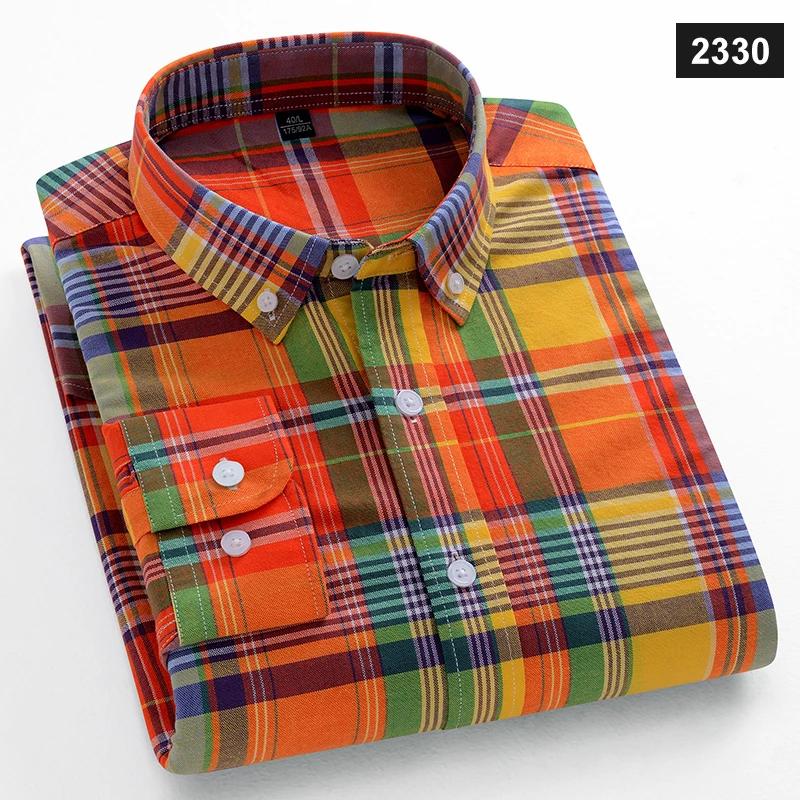 Мужские хлопковые оксфордские полосатые повседневные рубашки с длинным рукавом Новая мода Бизнесмен Офис Повседневные Классические Мужские Топ Одежда Платье Обычный