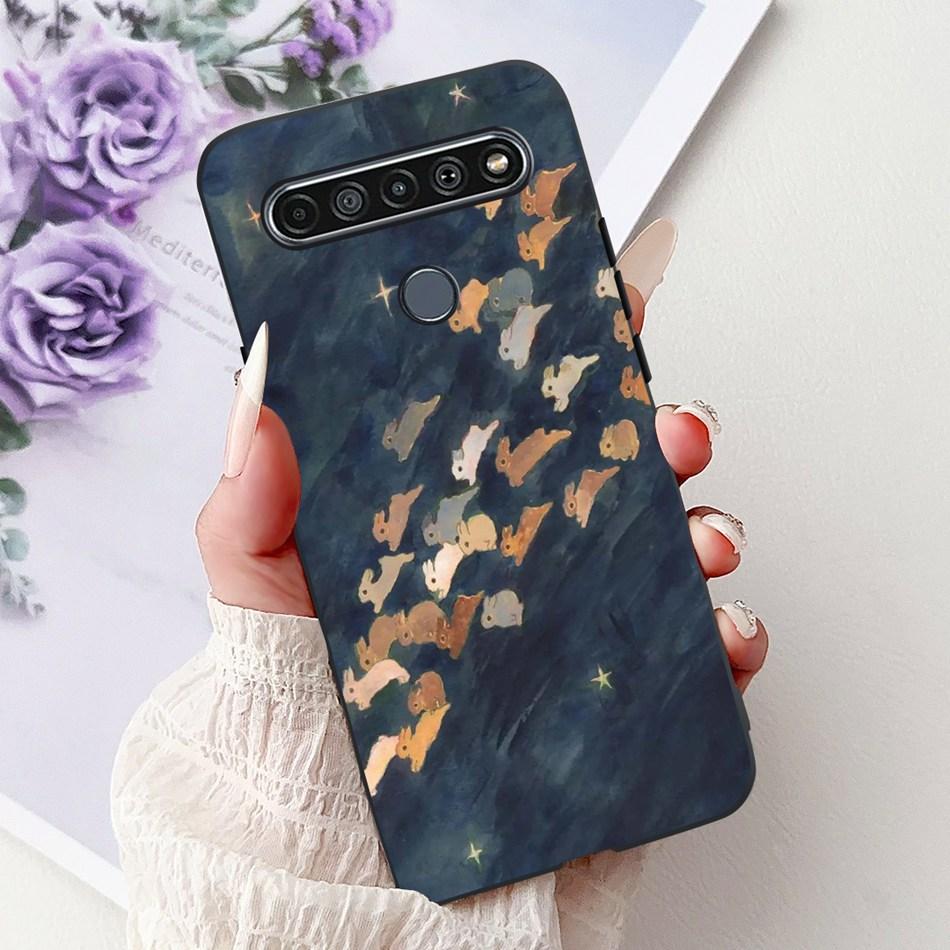Для LG K41S K51S 2020 Элегантный Чехол для Телефона с Цветочным Котом, Для LG K41S K51S LM-K410 LM-K510 Черный Силиконовый Мягкий Чехол