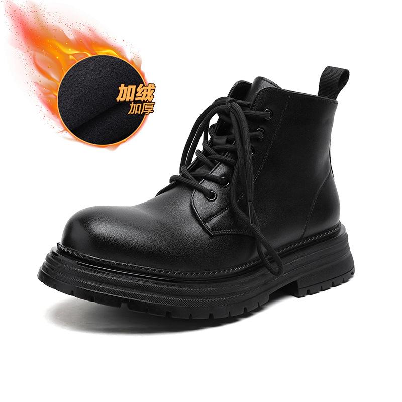 Мужские ботинки Мартин новые осенне-зимние бархатные средней высоты на утолщенной подошве, британские рабочие ботинки 22711-R