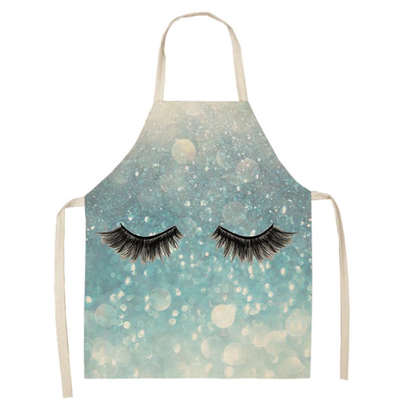 Eyebrow Style Men Women Home Tablier Enfant Cleaning Tools Apron With Pockets Eyelash Pattern Sleeveless Cotton Linen Aprons