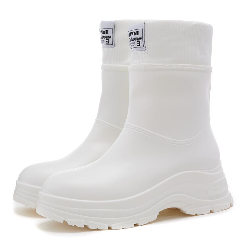 thick-soled women's fixed integrated cotton rain shoes winter tide shoes sports shoes waterproof shoes thermal cover rubber shoes work rain boots
