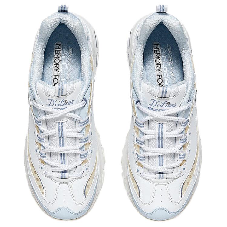 Skechers DLites 1.0 Удобные Универсальные Низкие Повседневные Кроссовки Женские Белый Синий 150547-WLB