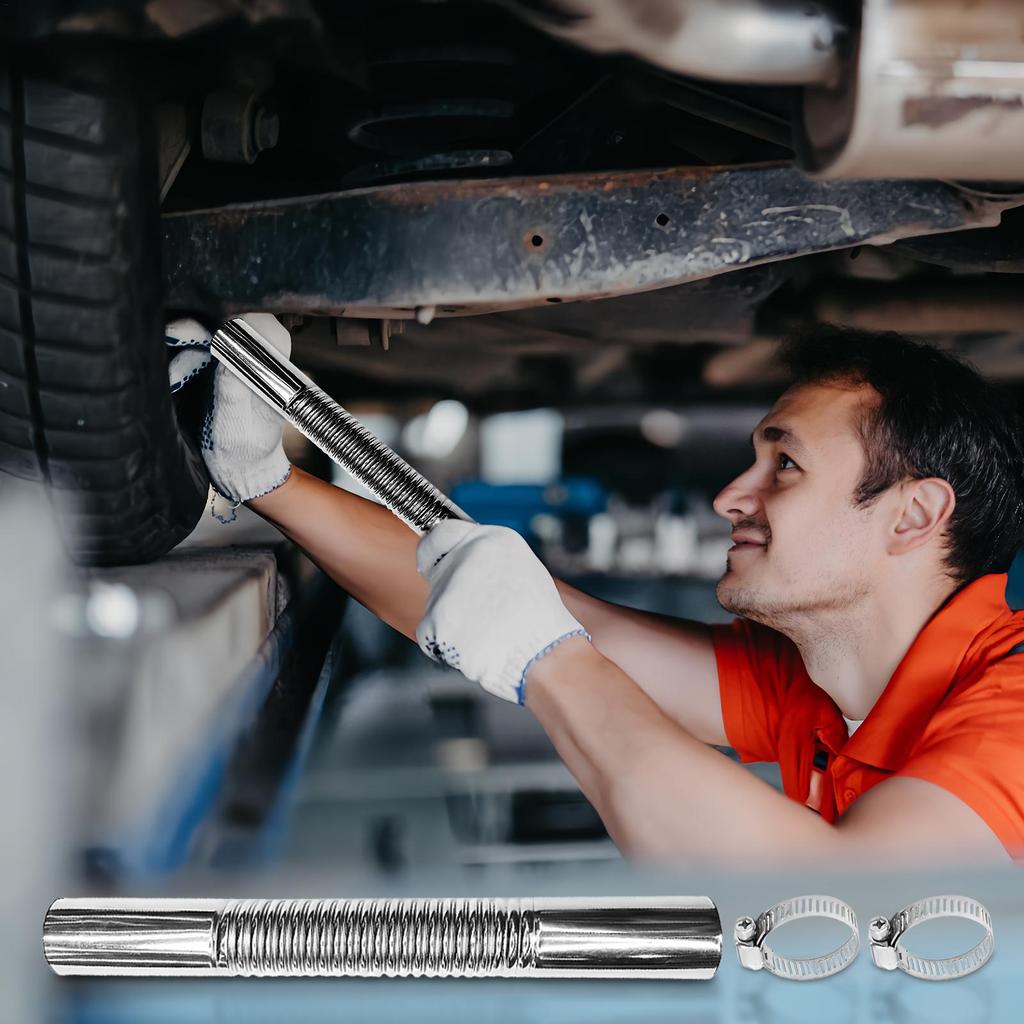 Exhaust Tubing 5.91Inch Stainless Steel Hose Exhaust Straight Pipe For Automotive Trucking Outdoor Maintenance Vehicle Car