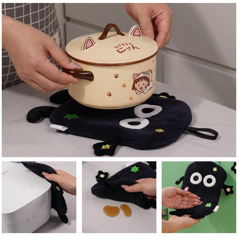 Cute Cartoon Hand Towel Hanging Towels Double-thickness Hand Towels for Bathroom Kitchen Interesting Children's Towels