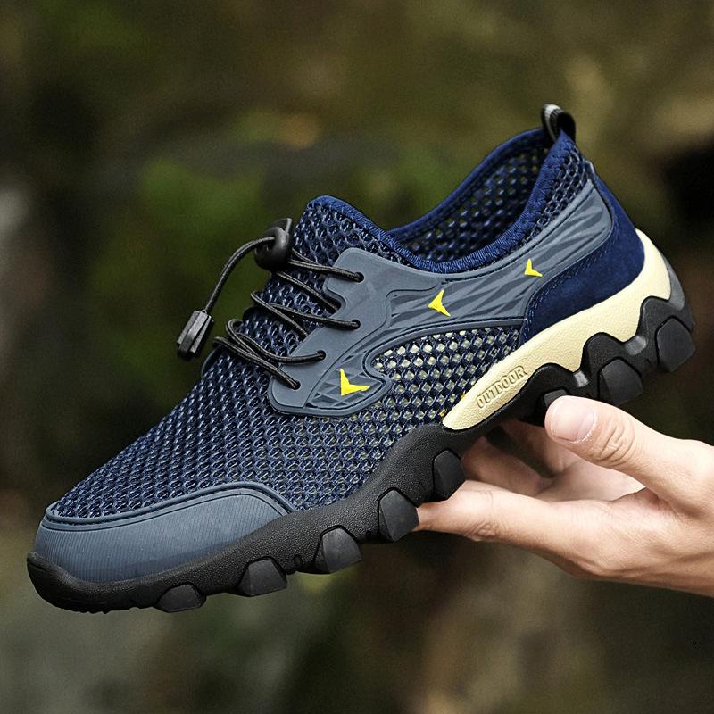 Летние новые сетчатые туфли большого размера для мужчин, универсальные спортивные дышащие походные туфли на открытом воздухе, нескользящая обувь