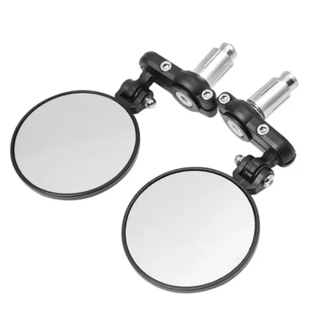 2 Pcs Motorcycle Rearview Mirror Round Folding Bar End Rear View Side Mirror Black for 78in Outer