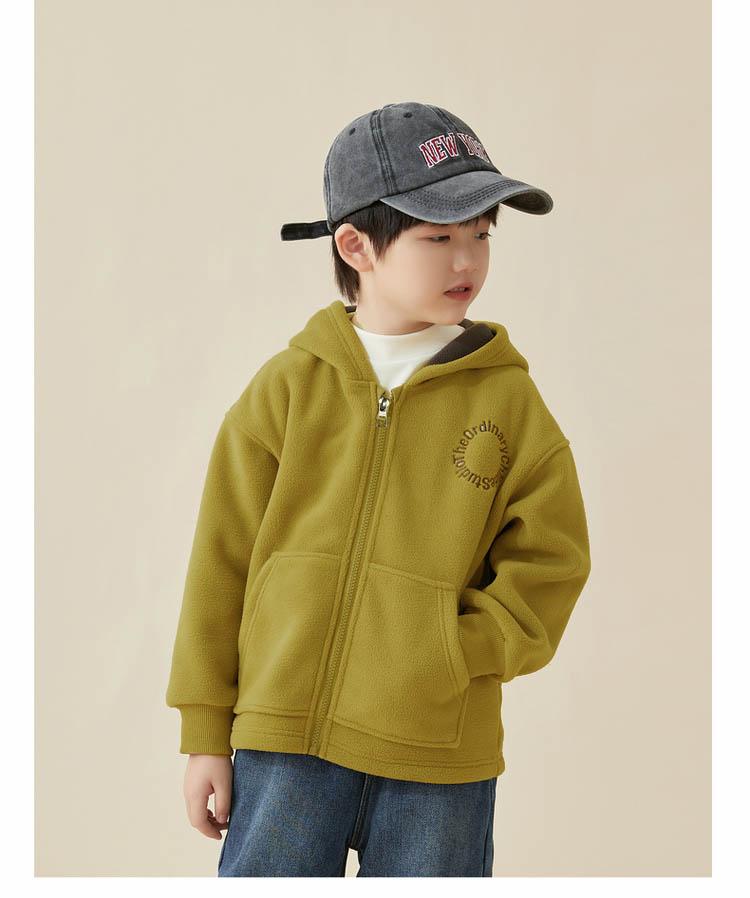 Trendy children's casual fleece hooded jacket (A)
