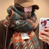 Очень длинный толстый зимний шарф 200x48 см, двухсторонний платок из искусственного кашемира с бахромой, женский шарф-палантин в гусиную лапку